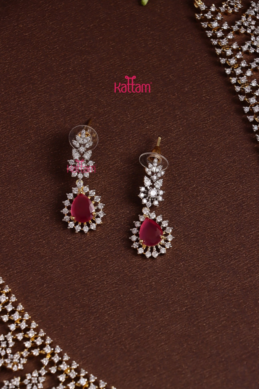 Karina - AD Ruby Drop Bridal Haram With Tikka Set - N5328