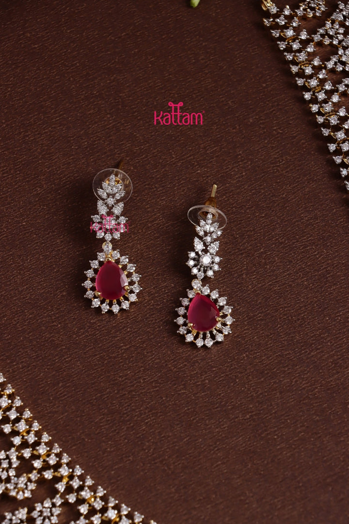 Karina - AD Ruby Drop Bridal Haram With Tikka Set - N5328