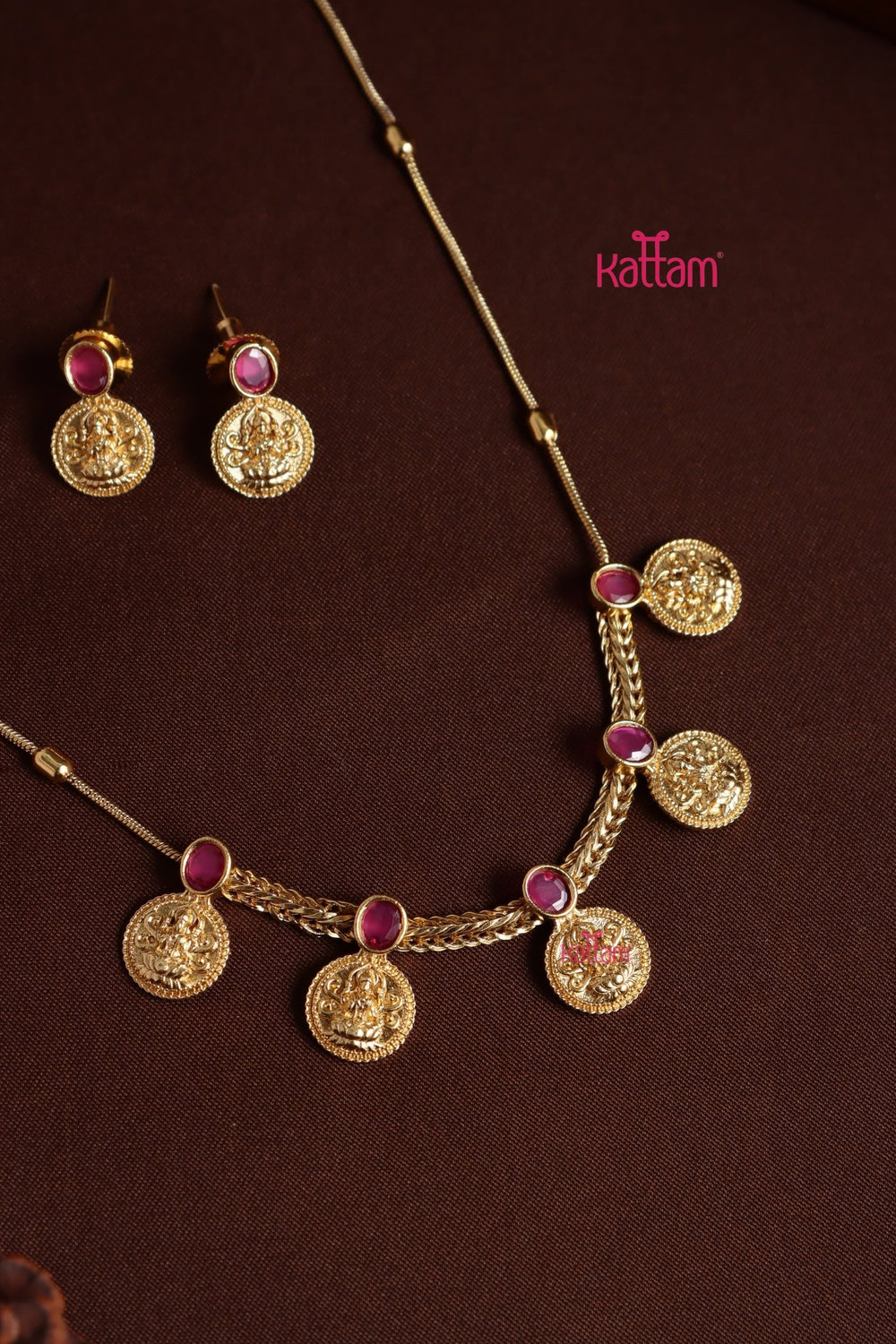 Kavinya - Coin Ruby Stone Choker - N4006