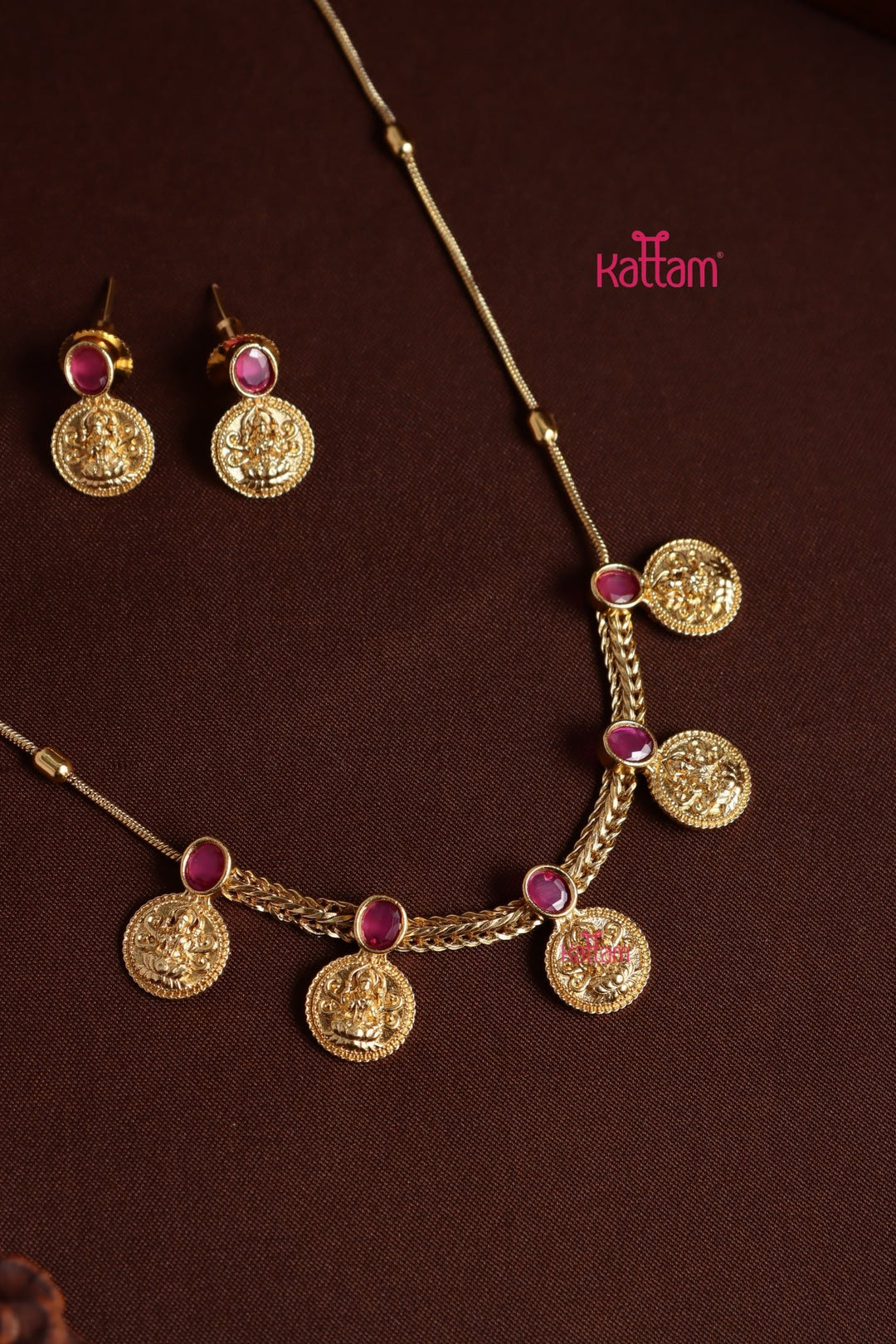 Kavinya - Coin Ruby Stone Choker - N4006