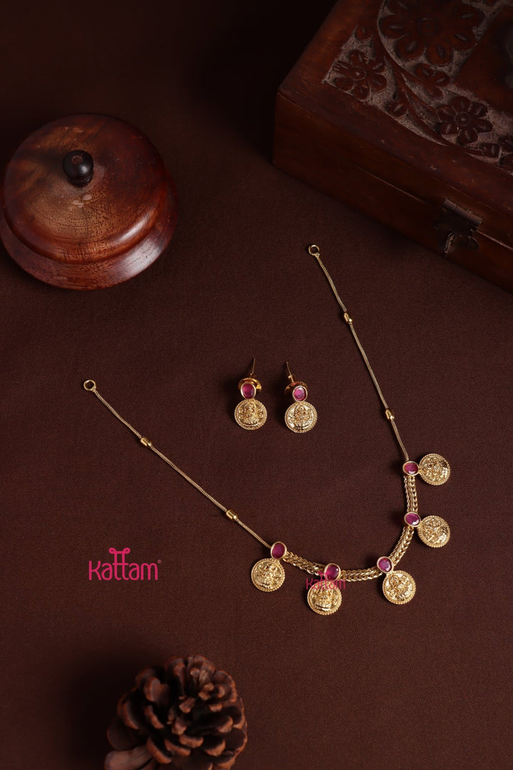 Kavinya - Coin Ruby Stone Choker - N4006