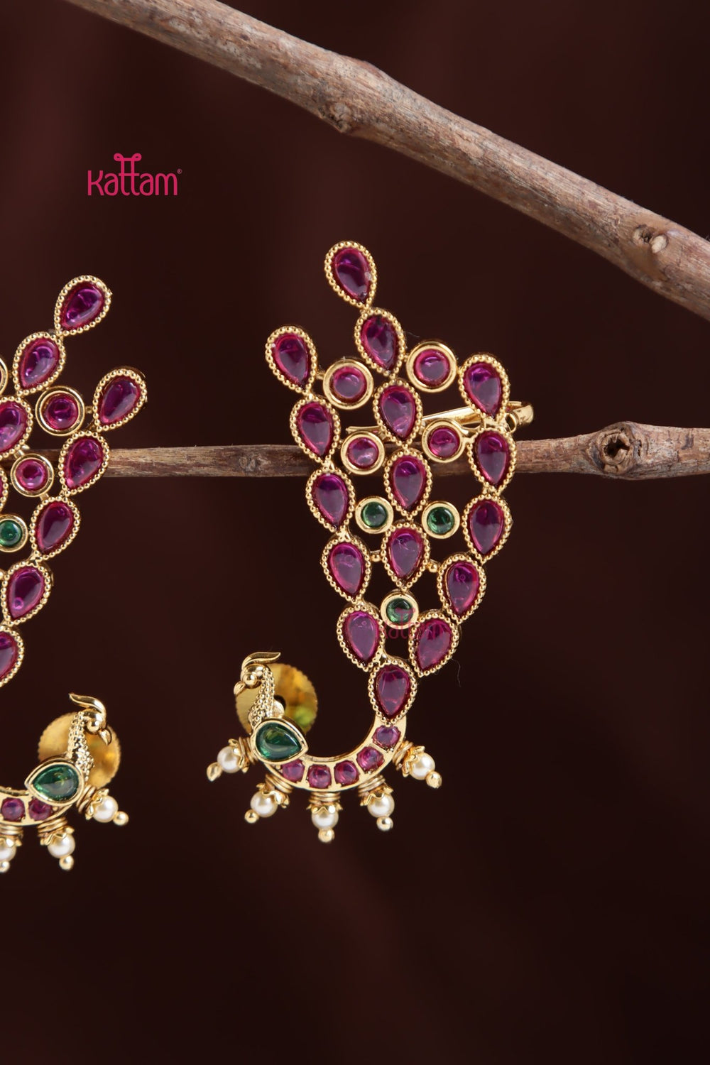 Kemp Feather Peacock Earcuff Earring - E1039