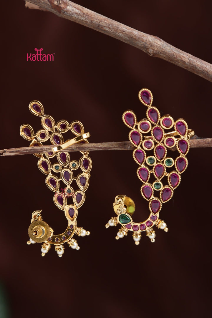 Kemp Feather Peacock Earcuff Earring - E1039