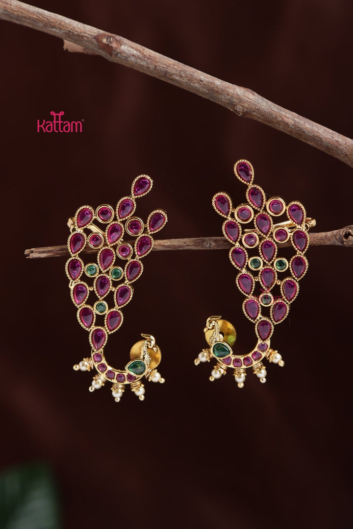 Kemp Feather Peacock Earcuff Earring - E1039