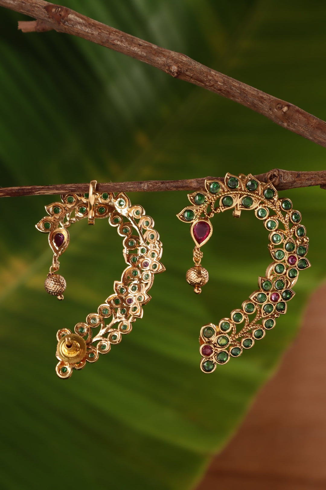 Kemp Leafy Floral Earcuff Earring - Green - E1517