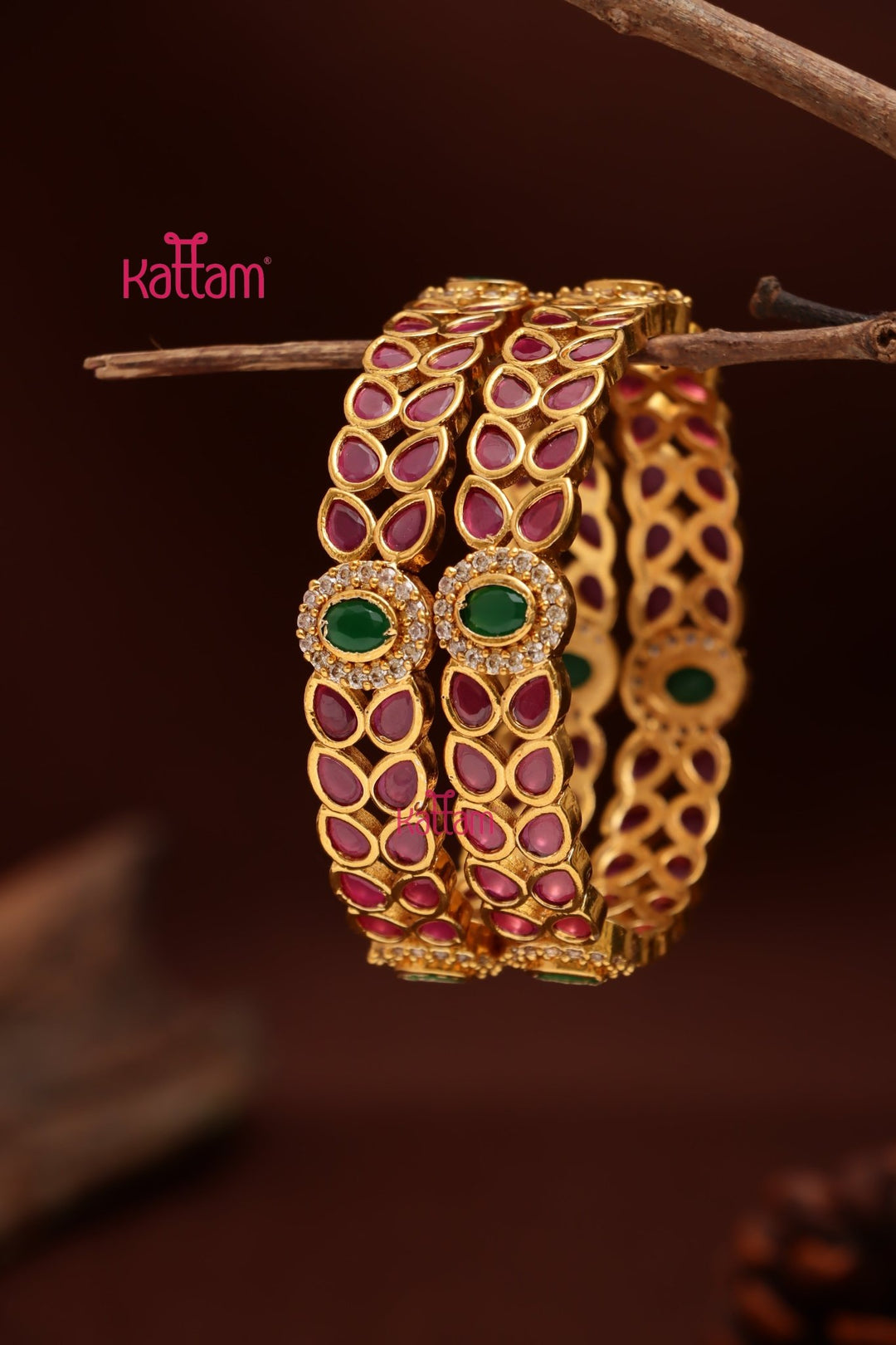 Kemp Leafy Stone Bangle (Set of 2) - B605 - V4