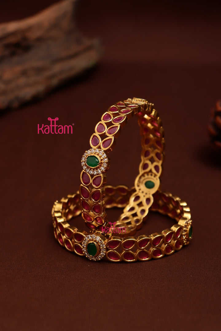 Kemp Leafy Stone Bangle (Set of 2) - B605 - V4
