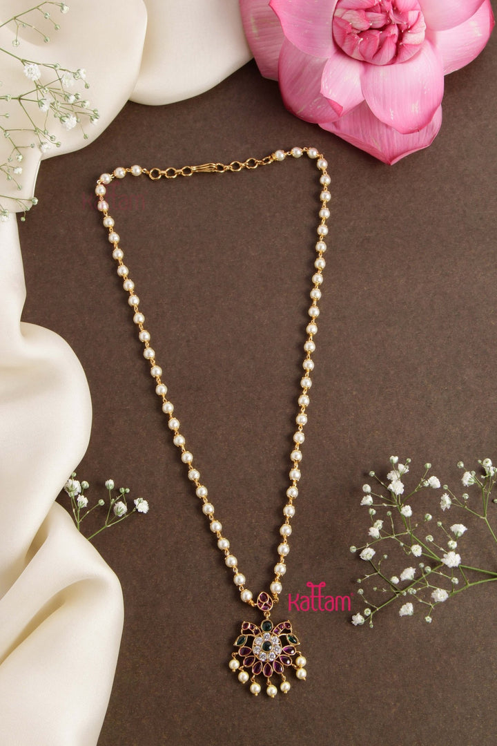 Kemp Multistone Stone Peacock Pearl Chain ( No Earring ) - N2752