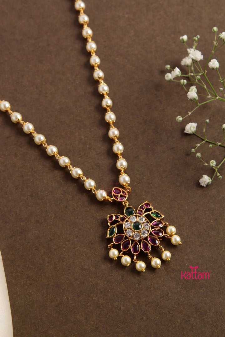 Kemp Multistone Stone Peacock Pearl Chain ( No Earring ) - N2752