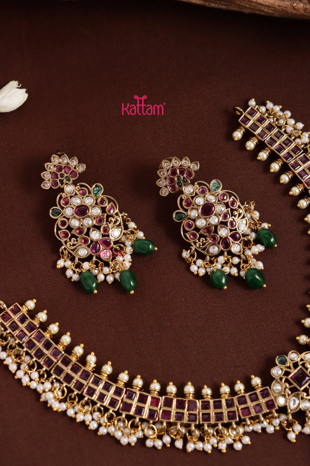 Kemp Patterned Bead Necklace - N3983