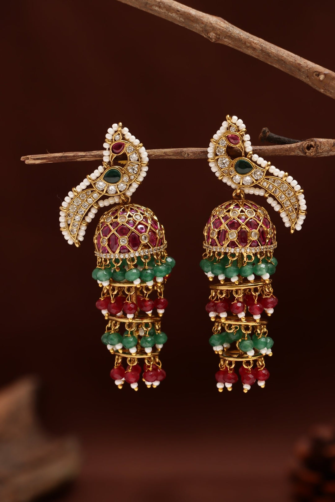 Kemp Peacock Layered Jhumka - E1212