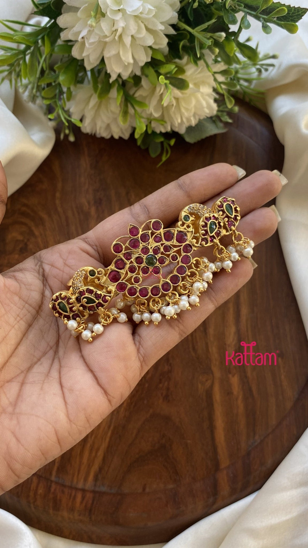 Kemp Peacock Pearl Drops Hair Clip - HC128