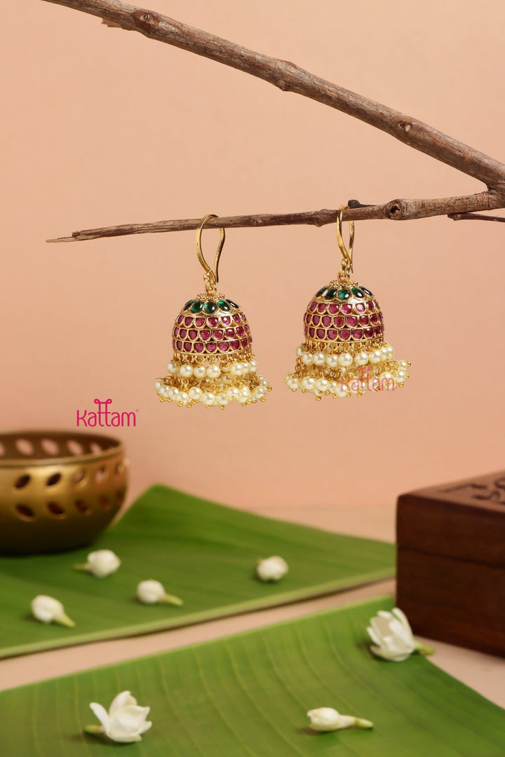 Kemp Pearl Hook Jhumka - E979