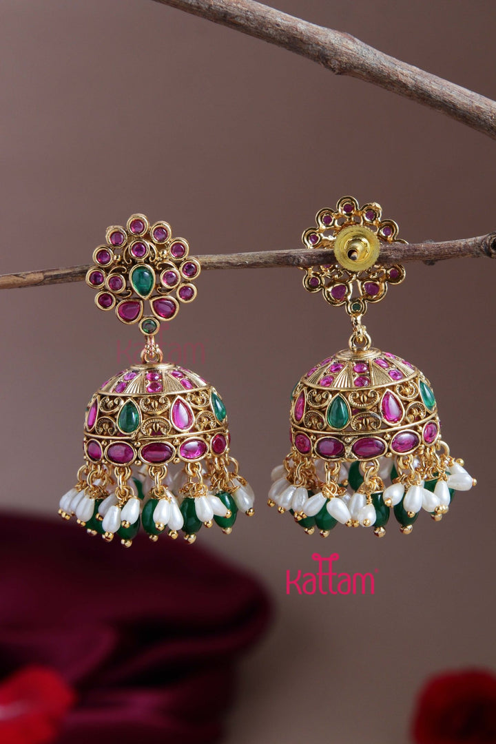 Kemp Rice Pearl Jhumka - E820