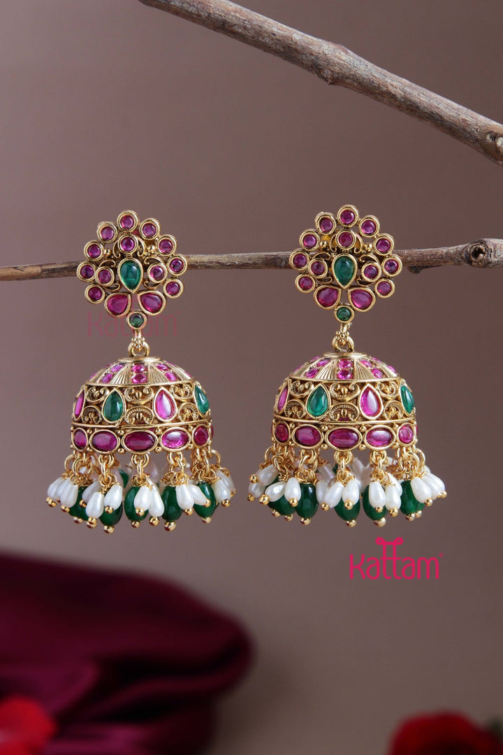 Kemp Rice Pearl Jhumka - E820