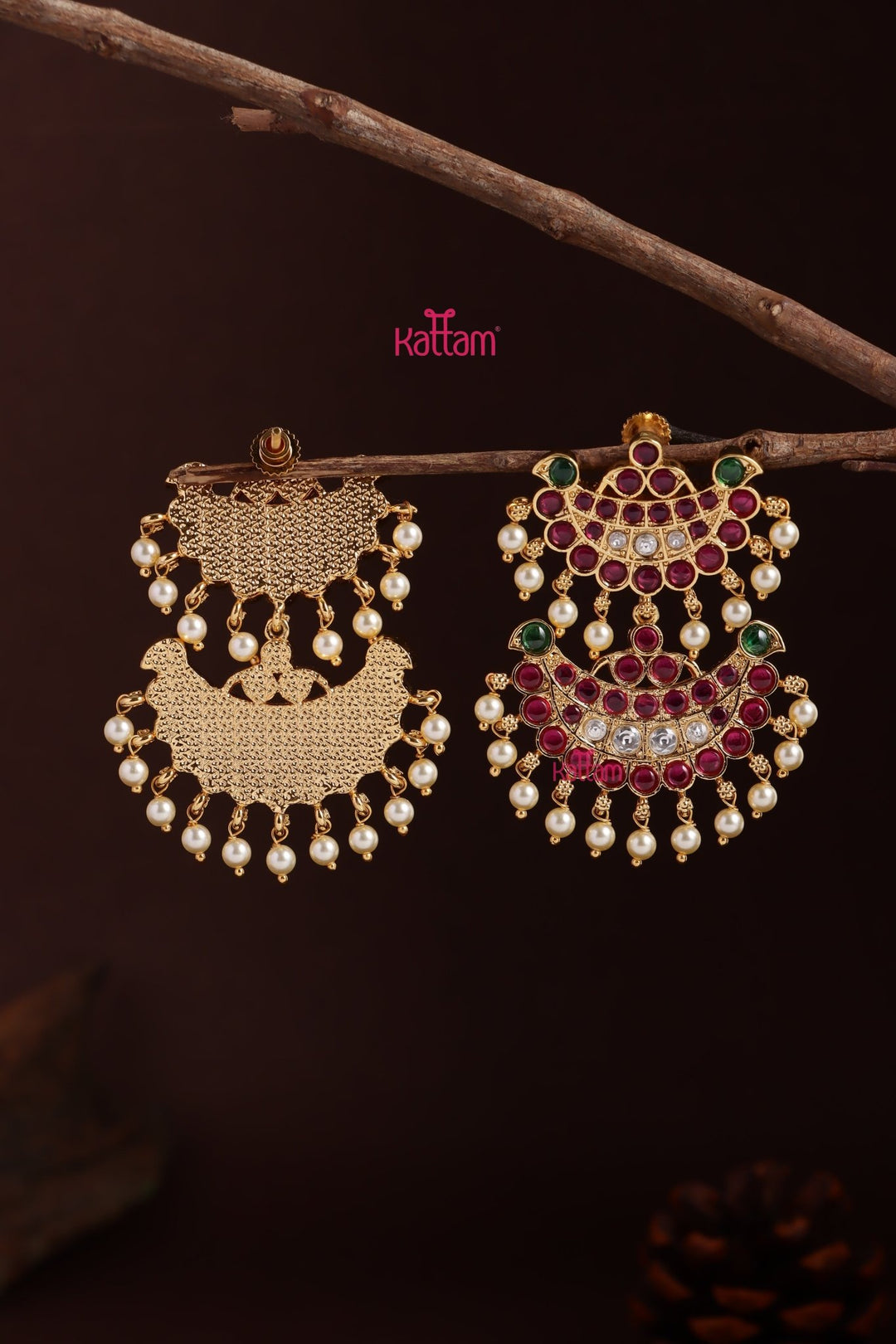 Kemp Stone Bharatham Drop Earring - Design 1 - E1259