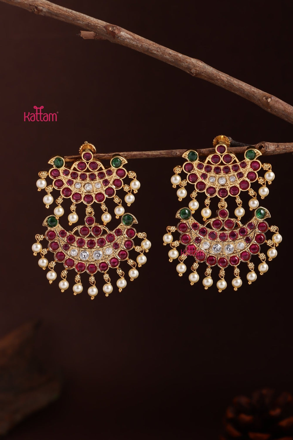 Kemp Stone Bharatham Drop Earring - Design 1 - E1259