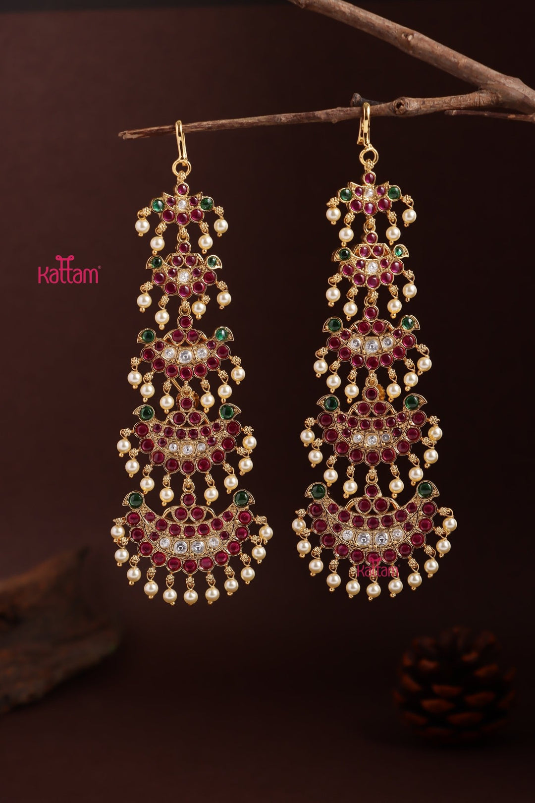 Kemp Stone Bharatham Mattal Earring - Design 2 - E1260