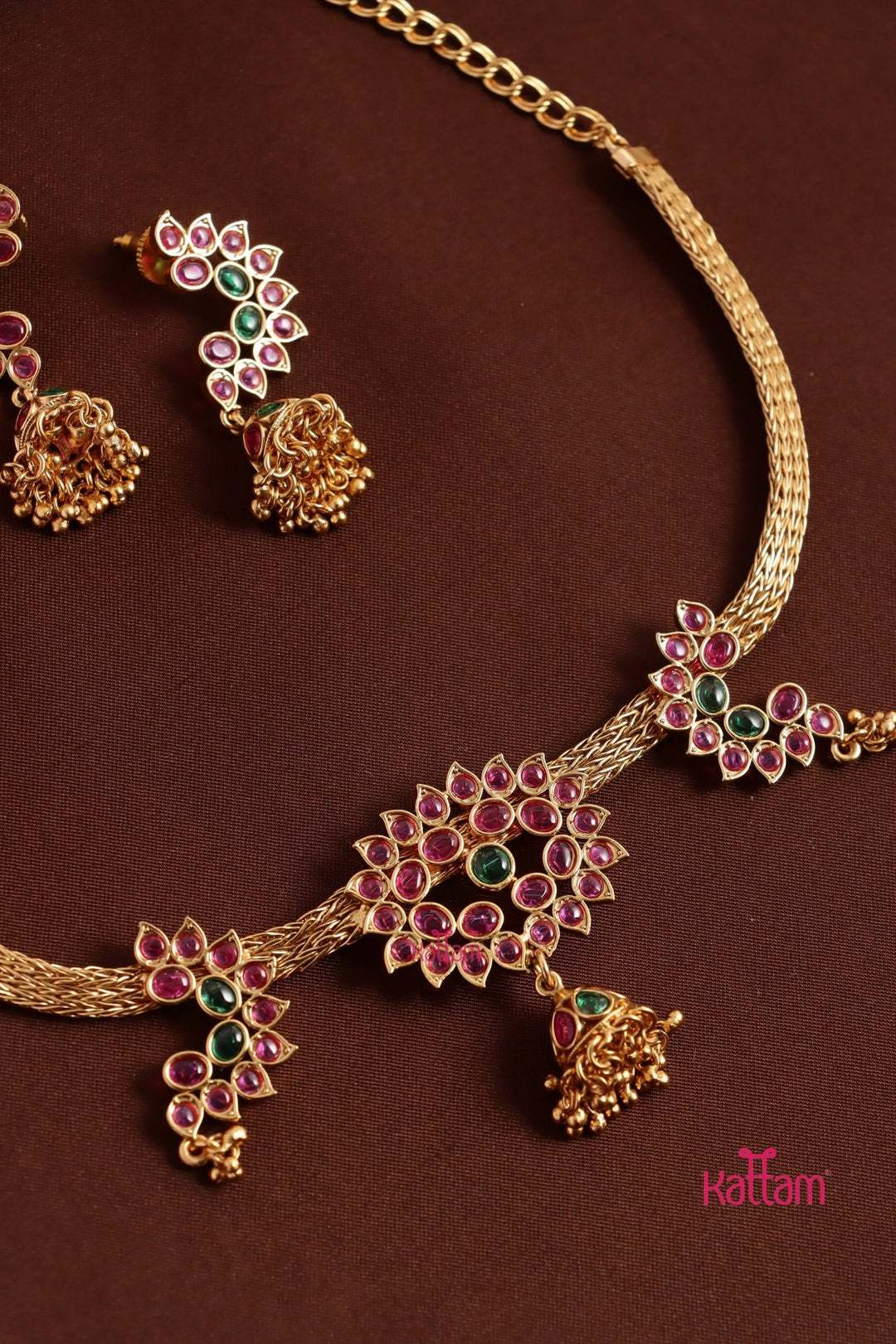 Kemp Stone Motif Attigai Choker - N3789