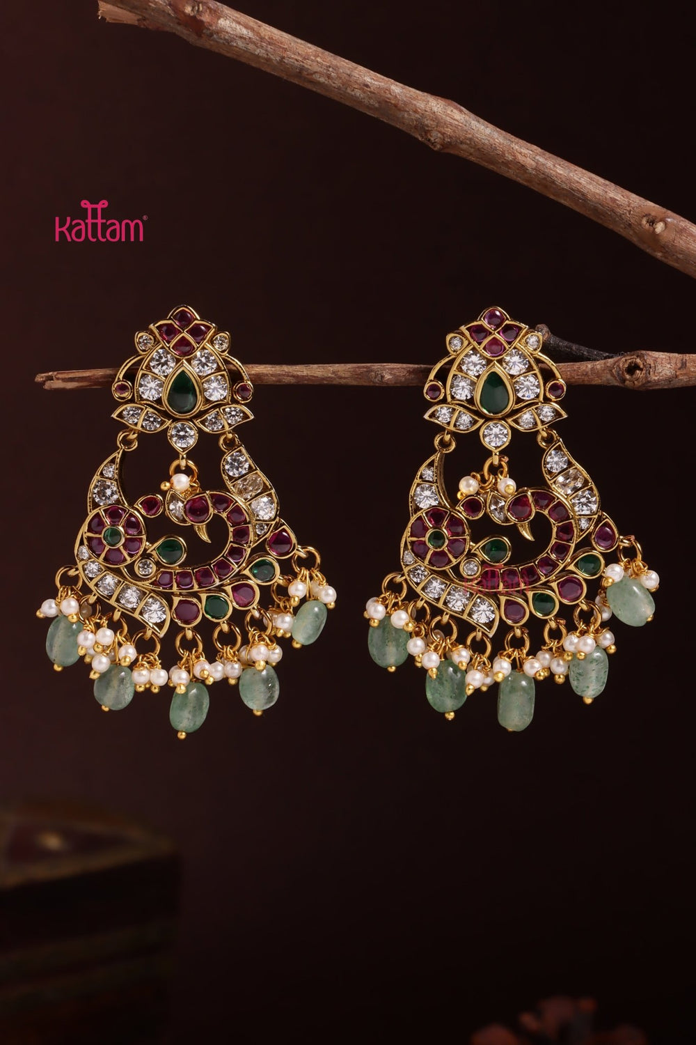 Kemp Stone Peacock Statement Earring - E1096