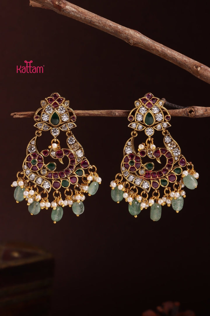 Kemp Stone Peacock Statement Earring - E1096