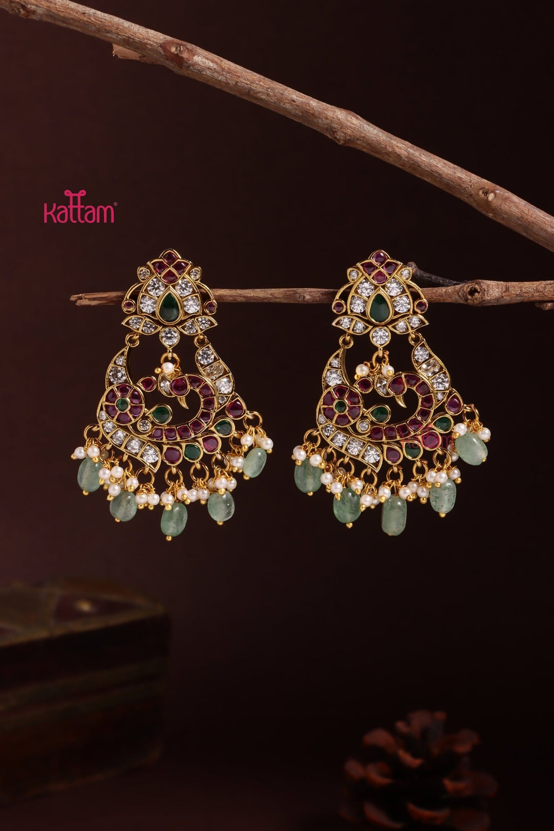 Kemp Stone Peacock Statement Earring - E1096