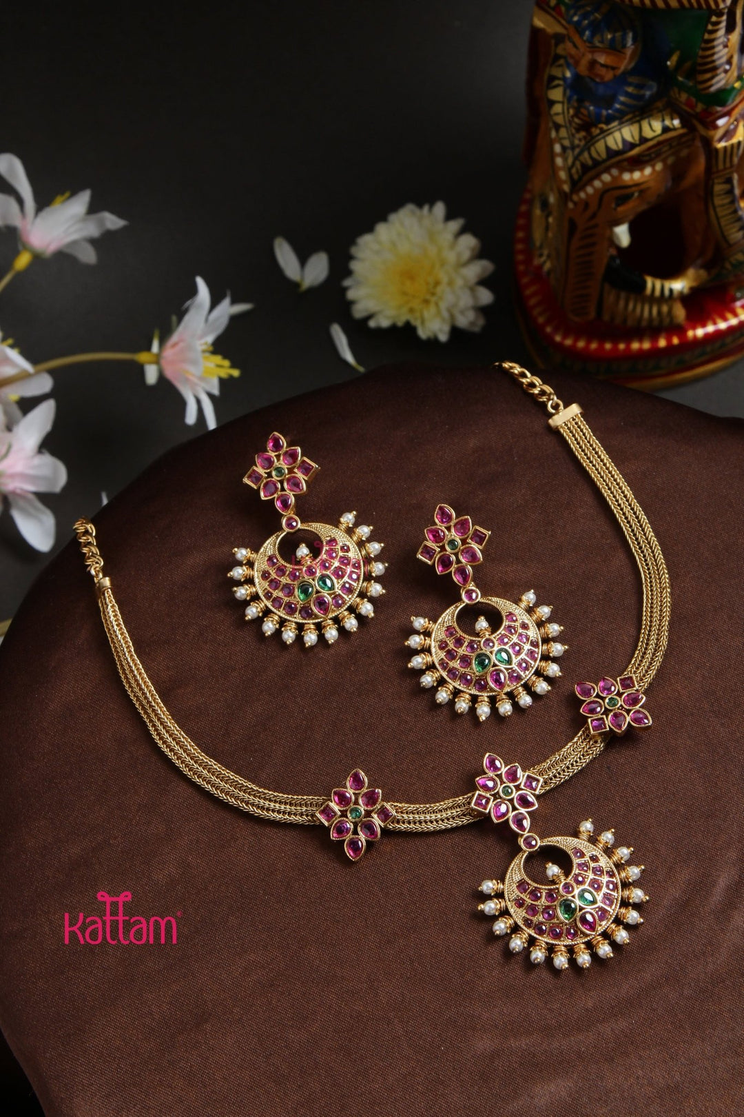 Kempu Pearl Attigai Set - N3119