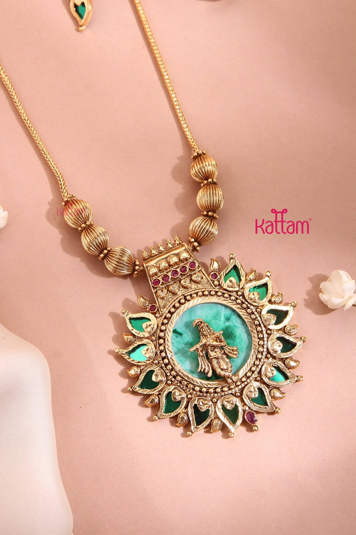 Kerala Palakka Krishana Pendant Chain Set - N3358
