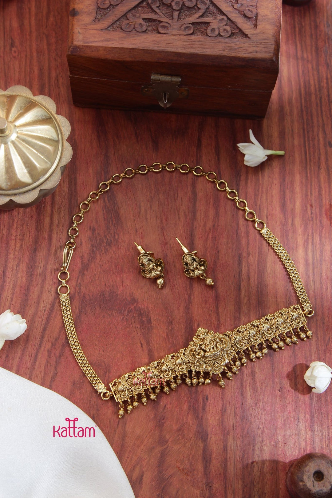 Kids Peacock Goldball Lakshmi Choker - N3386