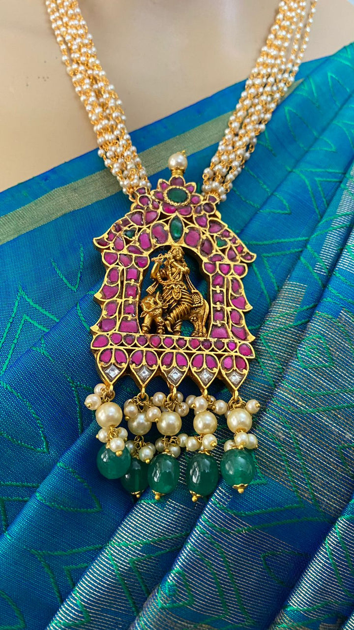 Krishna Pendant Pearl Mala ( 2 Varient Available) - N1415