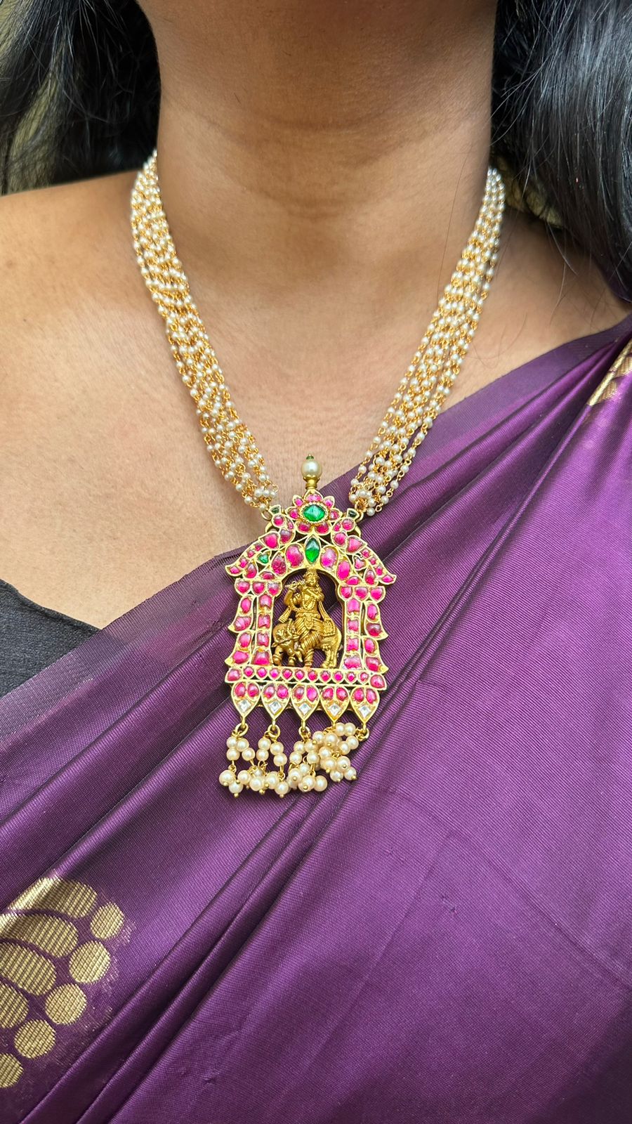 Krishna Pendant Pearl Mala ( 2 Varient Available) - N1415G