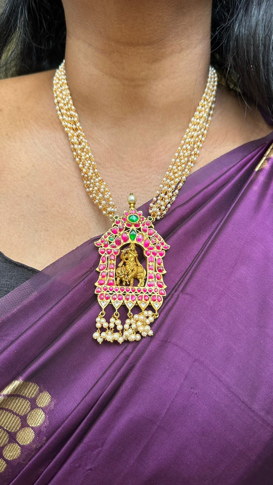 Krishna Pendant Pearl Mala ( 2 Varient Available) - N1415