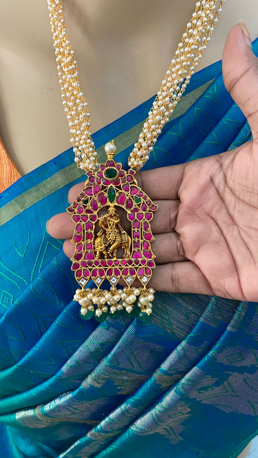 Krishna Pendant Pearl Mala ( 2 Varient Available) - N1415
