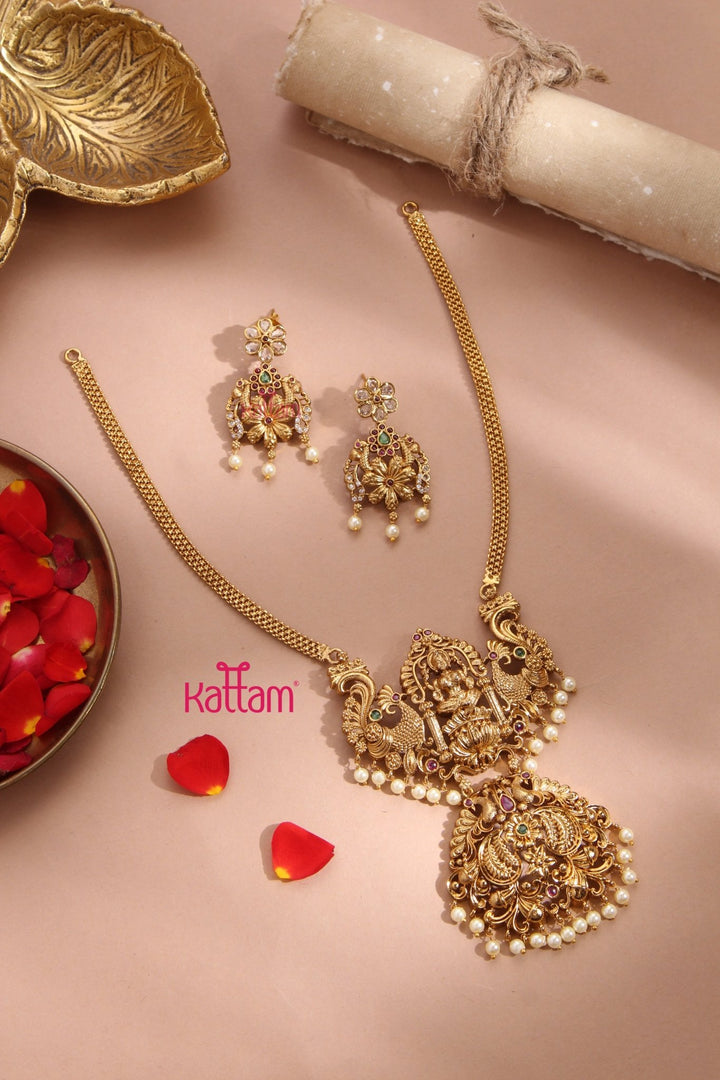 Kriti - Matte Goddess Peacock Necklace - N3341