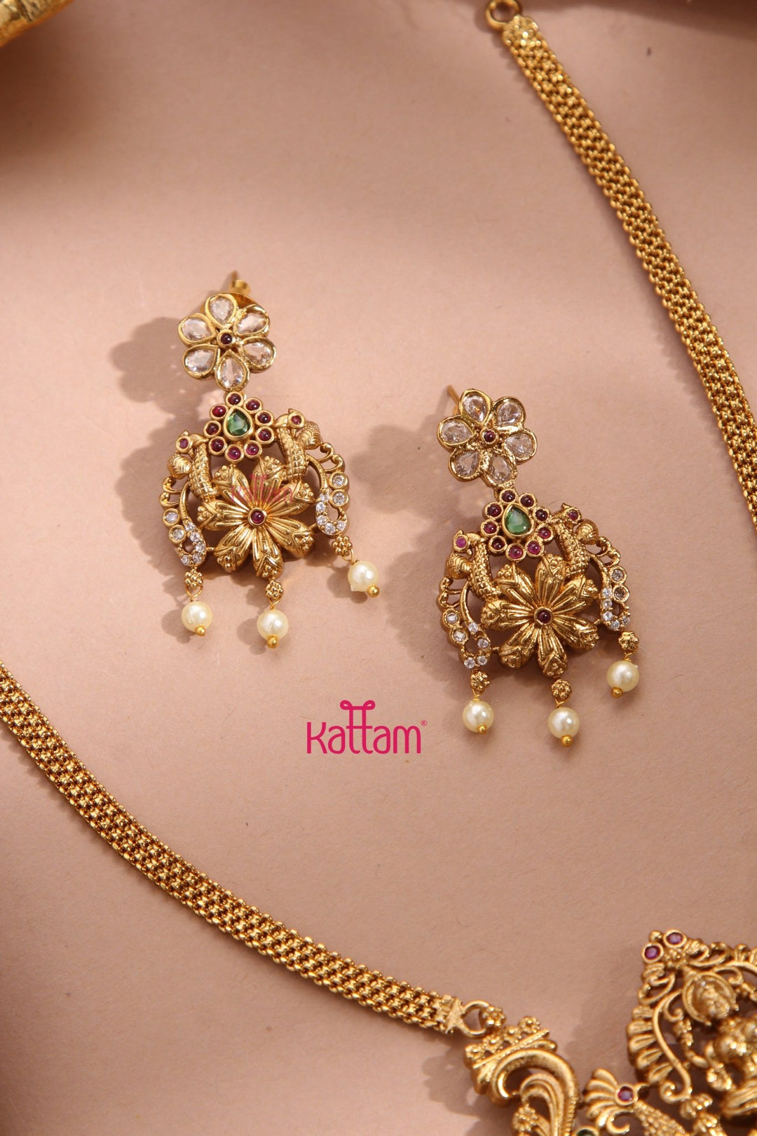 Kriti - Matte Goddess Peacock Necklace - N3341