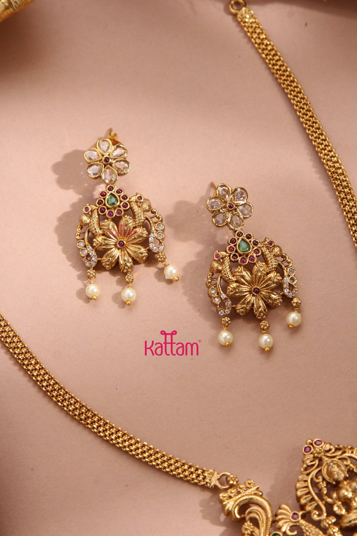 Kriti - Matte Goddess Peacock Necklace - N3341