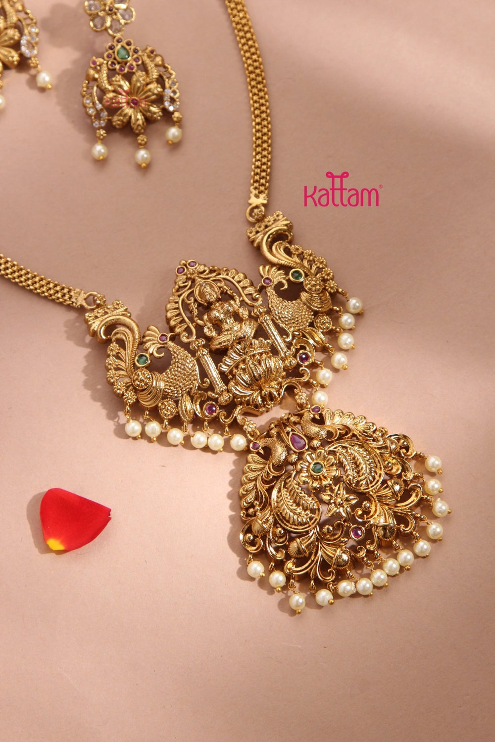 Kriti - Matte Goddess Peacock Necklace - N3341