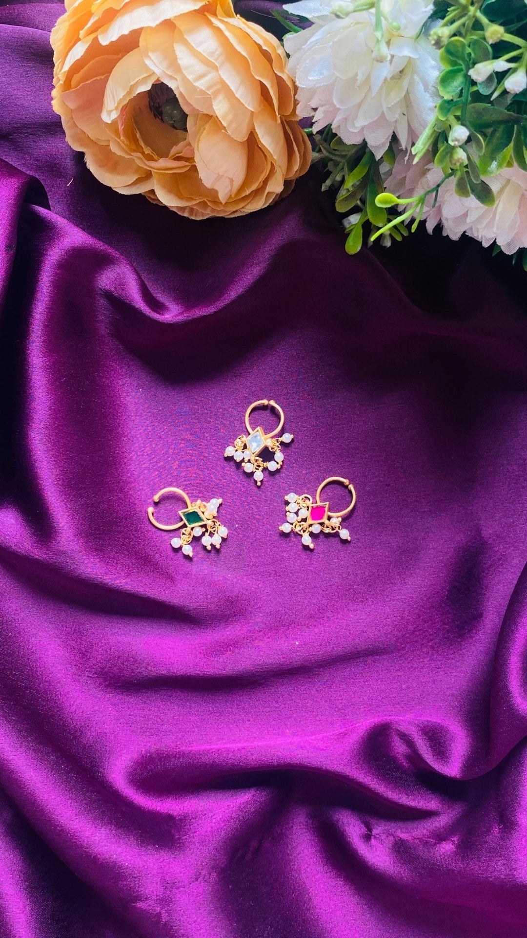 Kundan Diamond Shape Septum Nosepin - SP18-NP297