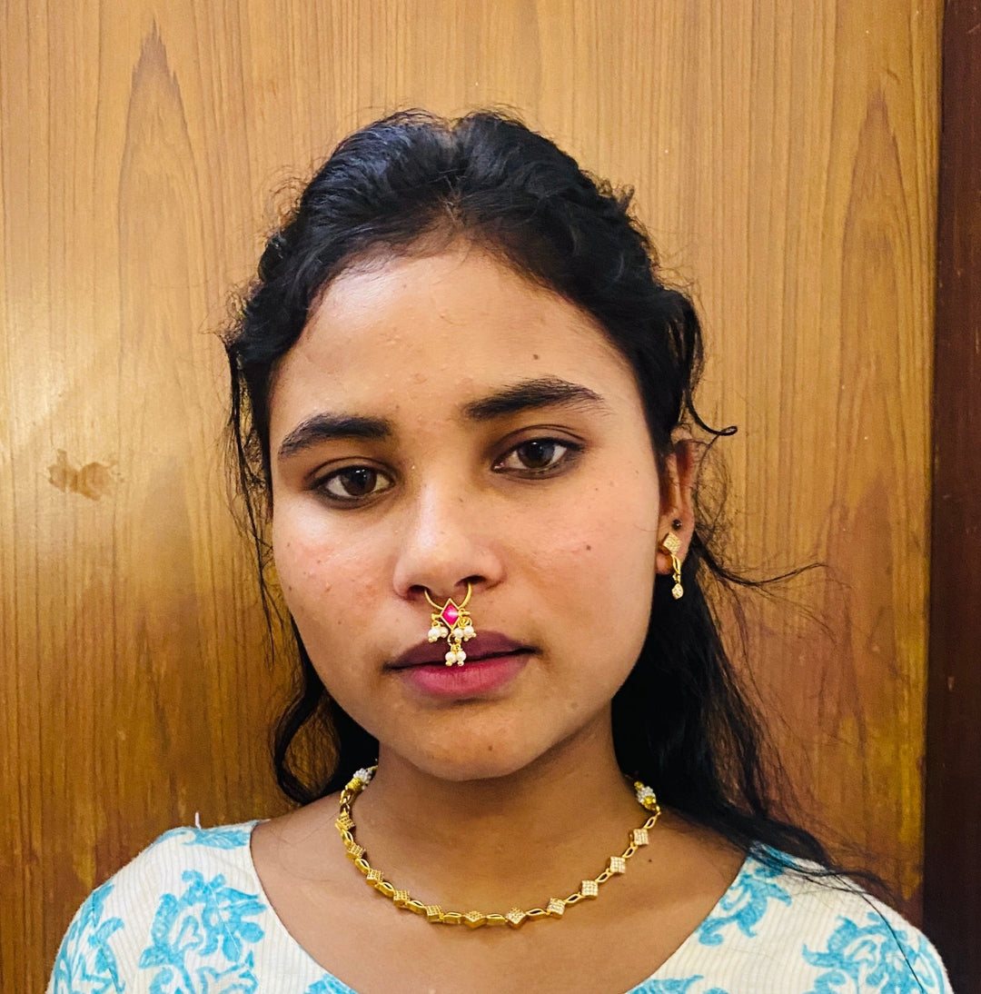 Kundan Diamond Shape Septum Nosepin - SP18-NP296