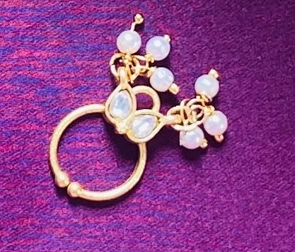 Kundan Drop Pearl Septum Nosepin - SP14-NP277