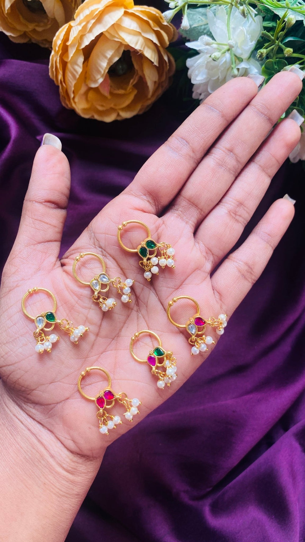 Kundan Drop Pearl Septum Nosepin - SP14-NP272