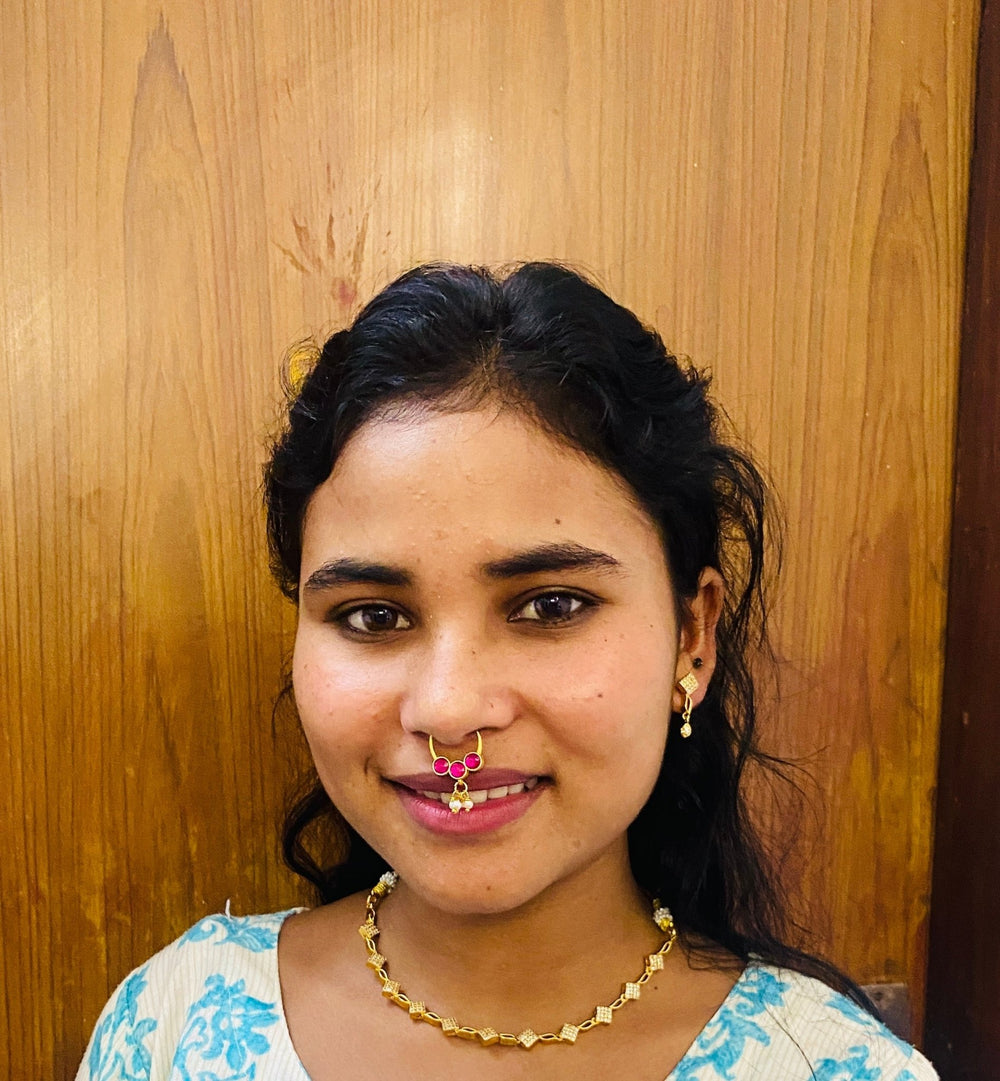 Kundan Drop Septum Nosepin - Design 2 - SP20-NP302