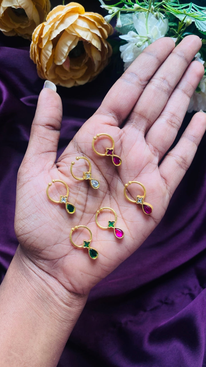 Kundan Drop Stone Septum Nosepin - SP13-NP266