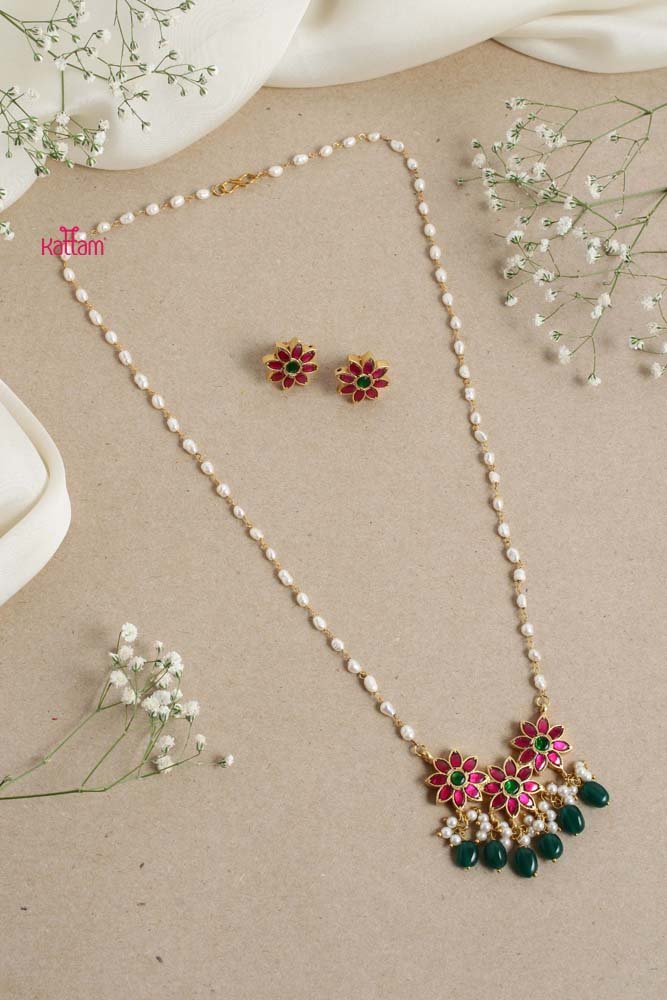 Kundan Floral Pearl Chain - N2644