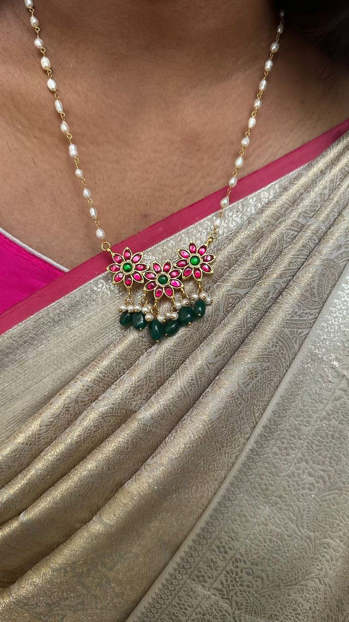 Kundan Floral Pearl Chain - N2644