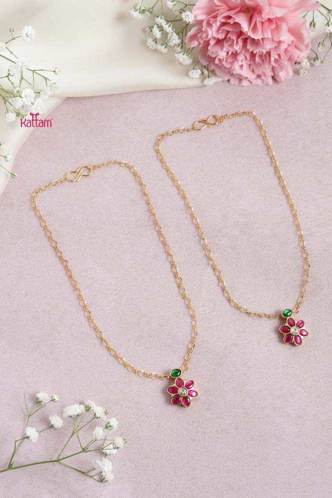 Kundan Flower Anklet - A29