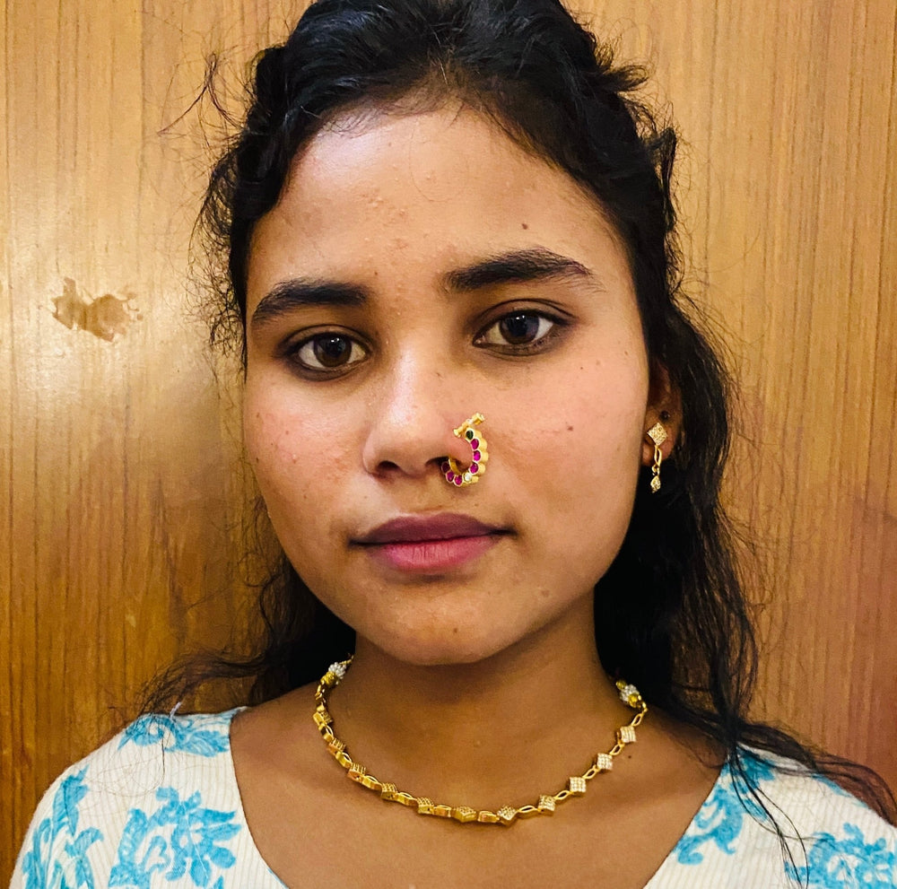 Kundan Flower Nose Ring Nath - NP33-NP224