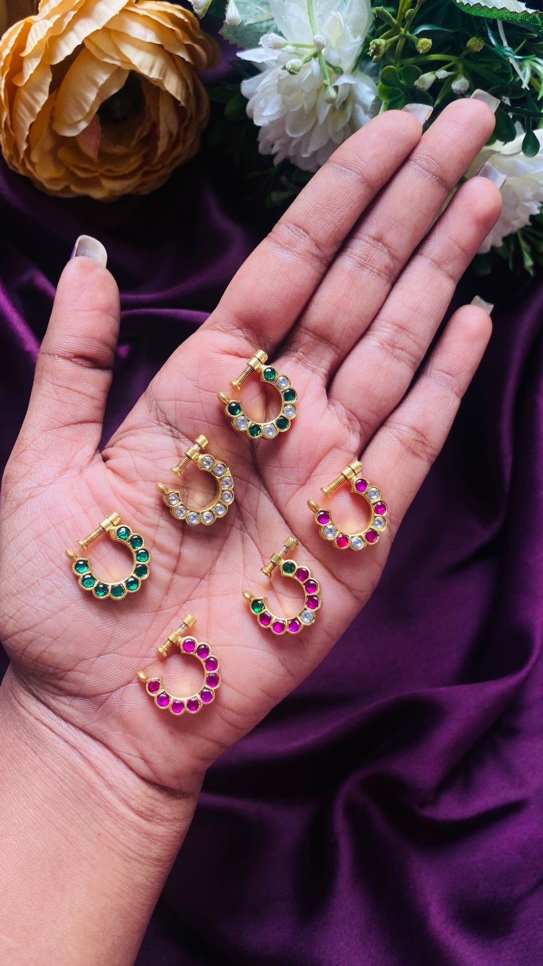 Kundan Flower Nose Ring Nath - NP33-NP224