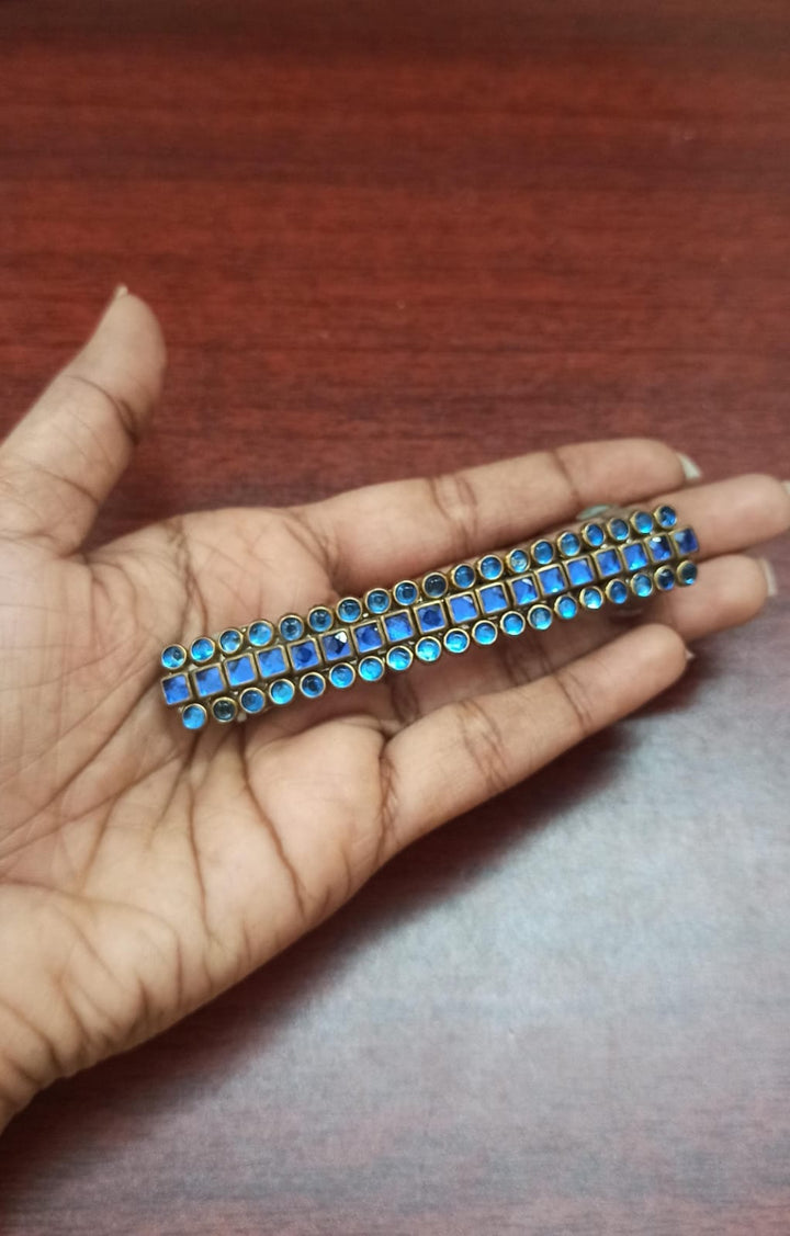 Kundan Hair Clip - Shades of Blue - Hc001A