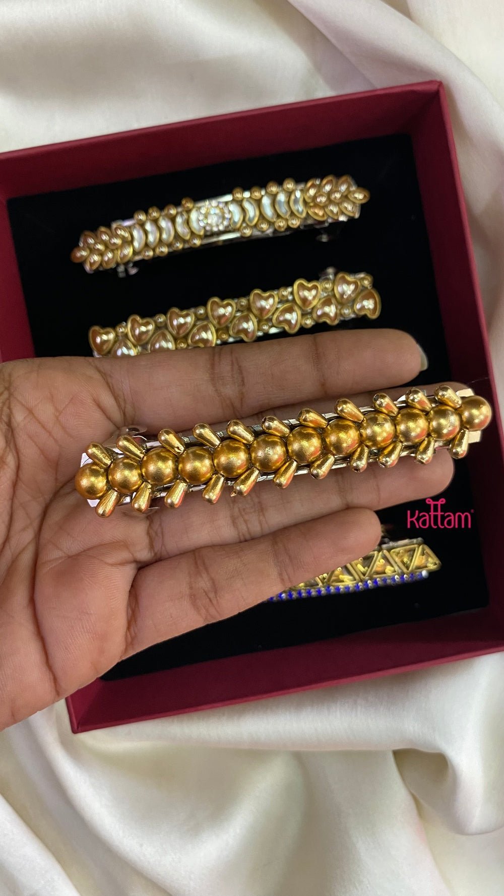 Kundan Hair Clip - Shades of Golden 3 - HC087